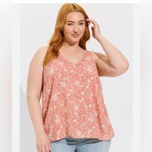 Torrid sleeveless, Challis Stitch celestial, orange Detail Tank size 4X